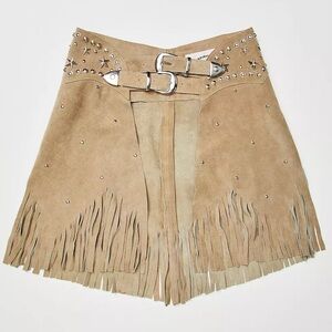 Understated Leather Paris Texas fringe skirt
